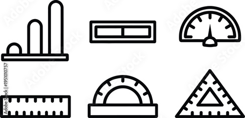 Set of 6 construction measurement tools icons vector