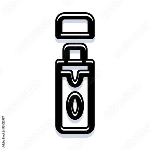 Usb flash drive icon featuring a cap and data transfer symbol, representing portable digital storage, modern technology, and convenient information exchange