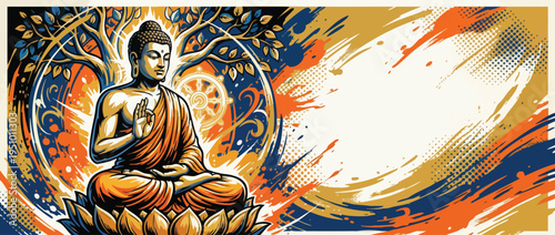 Vesak Day Buddha Meditation Figure Inspiring Buddhist Celebration Theme Dynamic