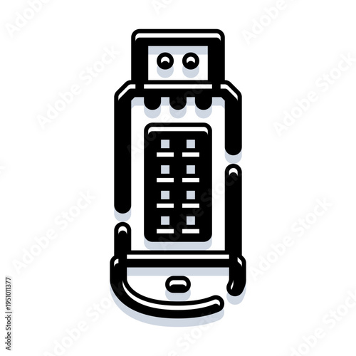 Usb flash drive icon representing portable digital storage and high speed data transfer in a minimalist flat design for computing, backup, sharing, and modern tech communication