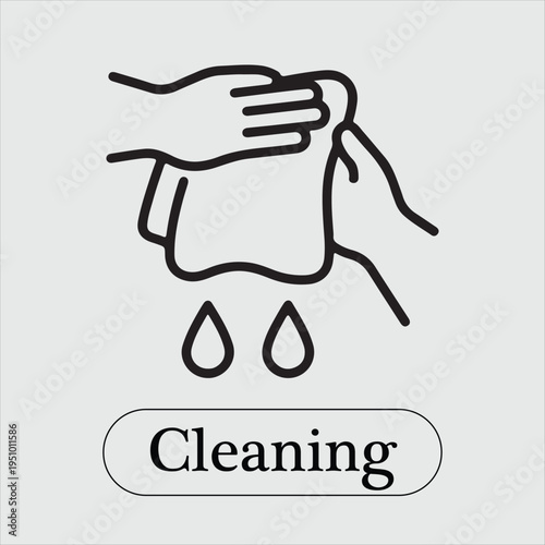 Hands Squeezing Wet Cloth for Cleaning Icon – Minimalist Line Art Vector Illustration of Surface Sanitizing, Wiping, and Hygiene Maintenance