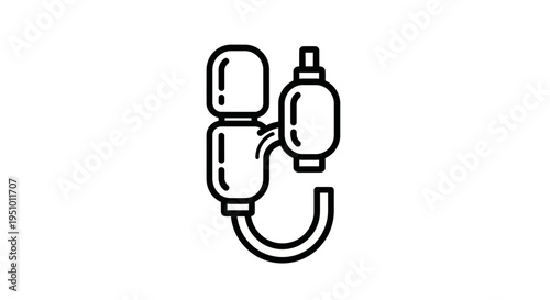 Medical Infusion Set Icon: IV Drip Bag, Tubing, and Connector