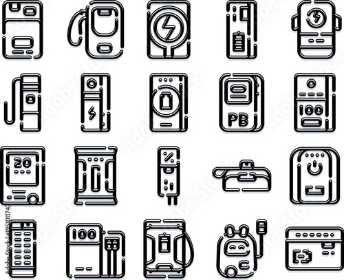 Power banks and portable chargers presenting a variety of external battery designs, digital displays, and charging indicators for mobile device energy solutions and backup power