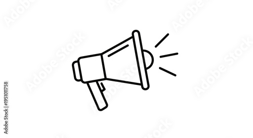 Megaphone Icon Outline, Symbol of Announcement, Alert, and Communication