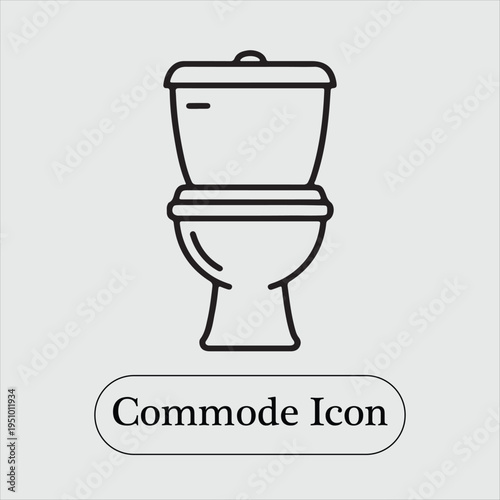 Minimalist Commode Toilet Icon – Simple Bathroom Sanitary Vector Line Art, Clean Outline Illustration, Black and White Isolated Design for UI, App, Web, and Print