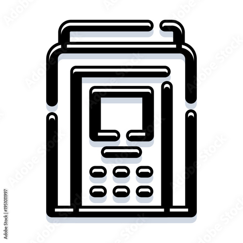 Automated teller machine icon illustrating financial transactions, withdrawing cash, and accessing digital banking services, representing convenience and technology in personal finance