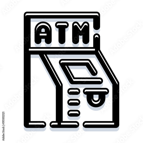Automated teller machine icon providing cash withdrawals, deposits, and various financial banking transactions, symbolizing modern money management and economic convenience