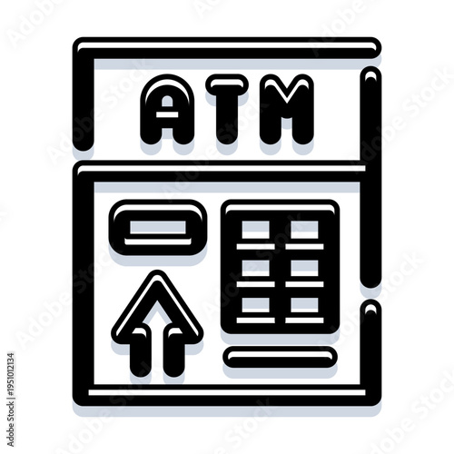 Automated teller machine - atm - icon representing cash withdrawal, digital banking, payments and secure financial transactions for web, app, ui and fintech illustrations, flat vector