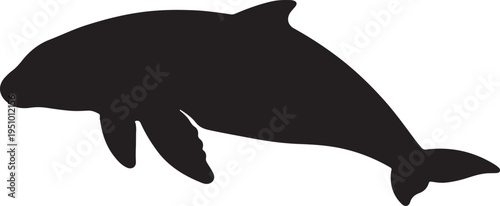 Humpback Whale Silhouette Minimal Vector Icon Isolated