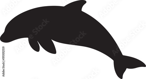 Bottlenose Dolphin Silhouette Minimal Vector Icon Isolated
