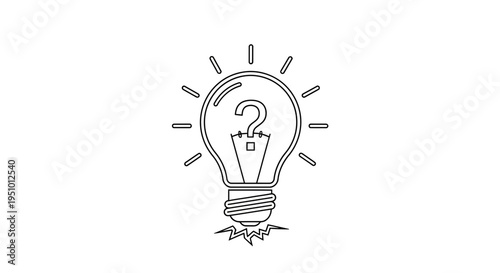 Light Bulb with Question Mark Inside, Symbolizing Ideas, Innovation, and Uncertainty