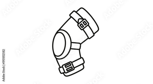 Line Art Icon of a Protective Knee Pad with Straps, Sports Equipment