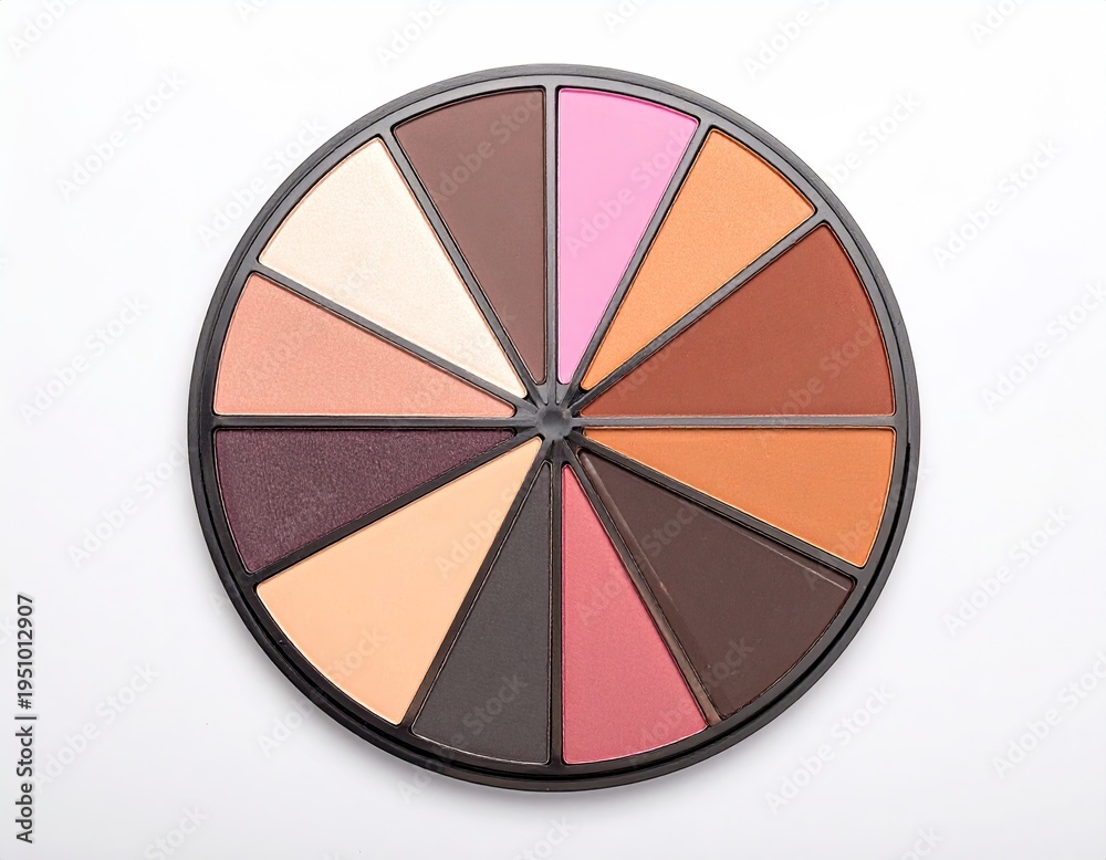 Obraz premium Round eyeshadow palette, assortment of colorful shades