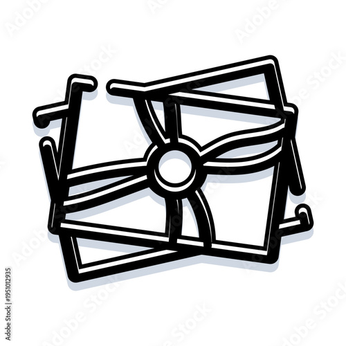 Drone view showing layered transparent outlines of abstract land masses with connected routes through major points, creating a conceptual travel planning visual