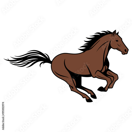 Running brown horse vector illustration isolated on white
