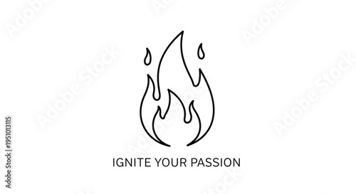 Ignite Your Passion - Abstract Flame Icon with Inspiring Text