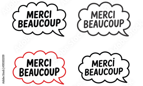 Merci beaucoup speech bubble icons with french thank you message illustration