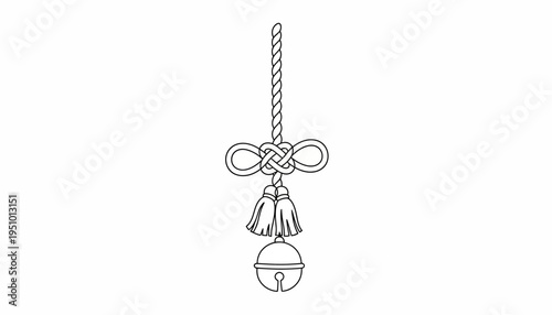 Japanese Lucky Charm Bell Tassel Knot Rope Hanging Decoration