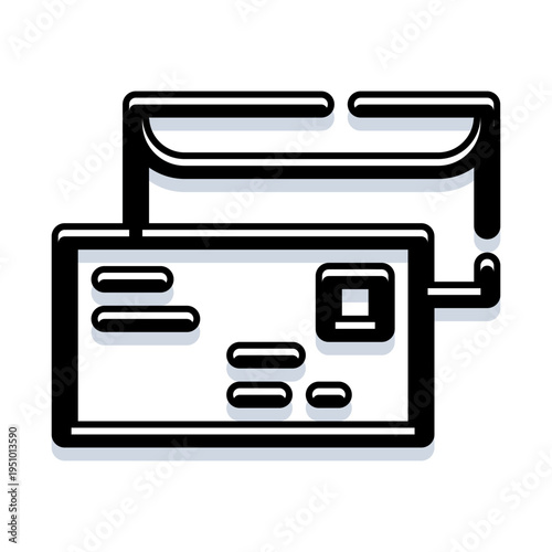 Mail icon showing an outlined envelope with a visible letter, representing communication, mail delivery, business correspondence, notifications and digital messaging for apps and web use