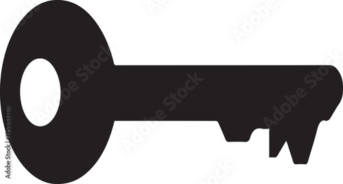 Large black skeleton key on white background for unlocking concepts
