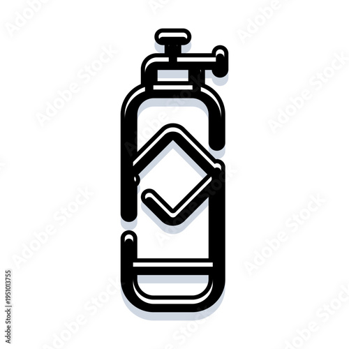 Scuba diving oxygen tank icon showing compressed air cylinder for underwater exploration and safety, minimal black outline vector on white background for hazard or sport use