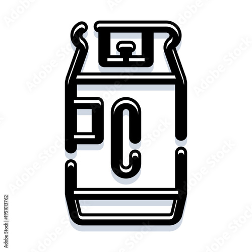 Gas cylinder illustration, featuring an outline style with a distinct shadow, highlighting essential fuel storage for domestic and industrial applications