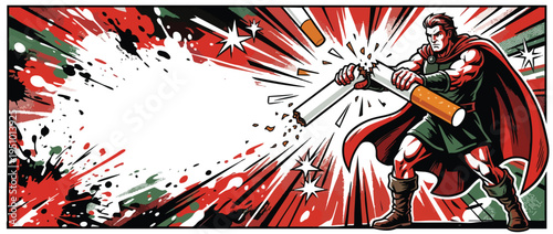 Cigarette Snapped in Half by a Heroic Figure for World No Tobacco Day