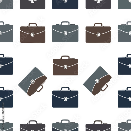 A seamless pattern of stylized briefcases in various muted colors