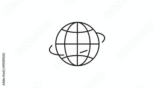Global network connection icon, world map globe with orbiting lines, digital communication concept