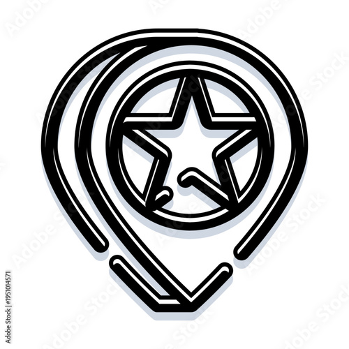 Location pin icon with a star marker inside illustrating concepts of mapping, navigation, favorite places, travel applications, and important points of interest