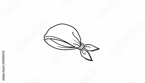 Hand Drawn Bandana Icon, Headwear Accessory, Simple Outline Vector Illustration