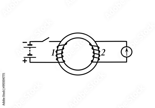 Bilde på lerret Mutual induction is the generation of an induced EMF in one electrical circuit when the current in another, adjacent circuit changes due to a change in the magnetic field created by the current