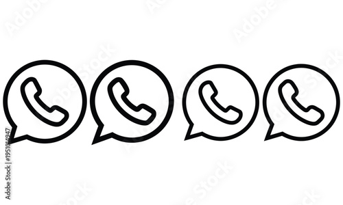 Outline phone call icons with chat bubble design for communication concept illustration