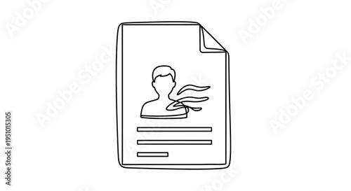 Hand-drawn illustration of a resume with a person icon and wavy lines, representing job search or career change.