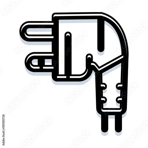 Abstract illustration of an electric power plug, featuring a bold black outline and a connection point, symbolizing energy supply, technology, and essential service infrastructure