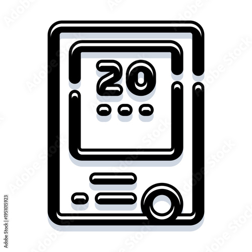 Handheld game console featuring a screen displaying a numerical score of 20 and controller buttons, embodying a nostalgic vintage electronic toy from the 8 bit gaming era