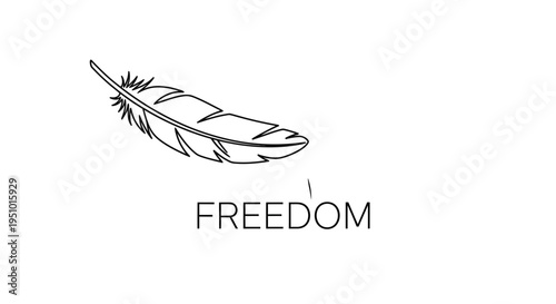 Feather and Freedom Text, Symbol of Lightness, Independence, and New Beginnings