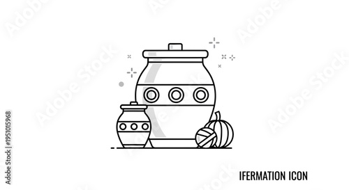 Fermentation Icon: Jars, Pumpkins, and Gourd for Food Preservation and Healthy Eating