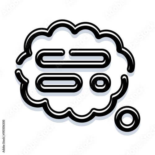Thought bubble icon with abstract shapes inside, symbolizing the internal process of brainstorming, developing new concepts, and understanding complex information