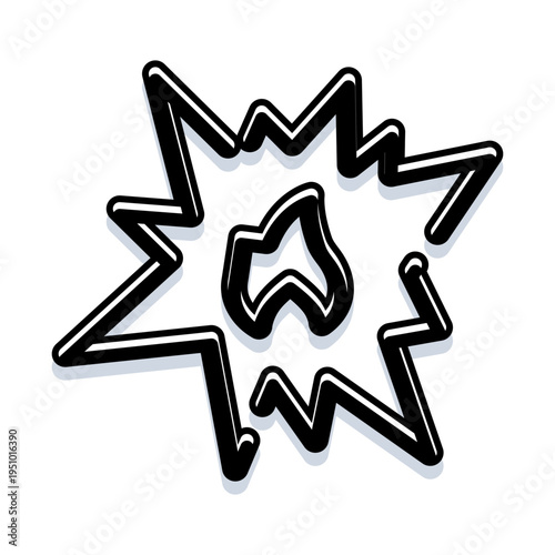 Stylized cartoon fiery blast graphic creating a dynamic visual effect, offering a powerful symbol of energy, impact, and sudden force in a playful, hand drawn vector art style