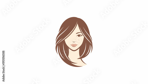 Elegant Woman Portrait, Brown Hair, Minimalist Style, Beauty and Fashion Concept