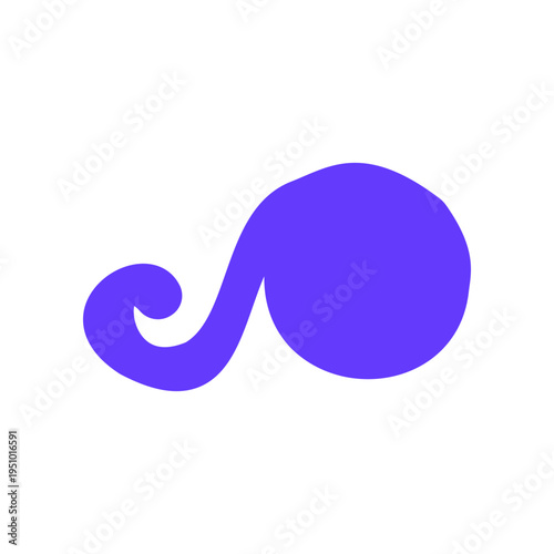 Hand Drawn Line Doodle Abstract Scribble Shape. Organic Blob Curve Colorful Minimal Element