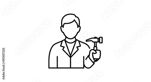 Doctor holding reflex hammer, medical examination icon, health checkup symbol