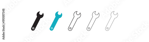 Wrench line icon vector set. Spanner Wrench icon two color filled, minimal outline, thin line tool symbol editable vector. use for web ui or app. Illustration