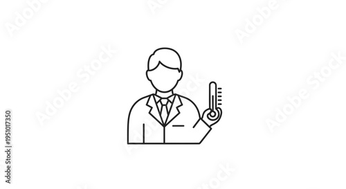 Doctor Holding Thermometer Icon, Medical Professional, Healthcare Symbol, Illness Check