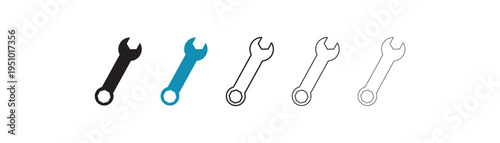 Wrench line icon vector set. Spanner Wrench icon two color filled, minimal outline, thin line tool symbol editable vector. use for web ui or app. Illustration
