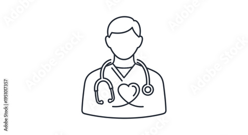 Doctor with Stethoscope and Heart Symbol Icon