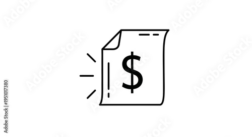 Dollar Bill Icon on Paper Document