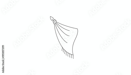 Draped Fabric with Fringe, Tied Knot, Minimalist Line Art