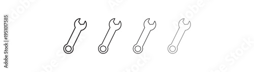 Wrench Repair tool icon set. Spanner Wrench Icon Minimal Outline, Thin line Tool Symbol Editable Vector. isolated on white background. 
